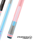 POISON CANDY SUGAR POOL CUE WITH CARBON FIBER SHAFT - PINK/LIGHT BLUE - NO WRAP 12.4MM 19OZ