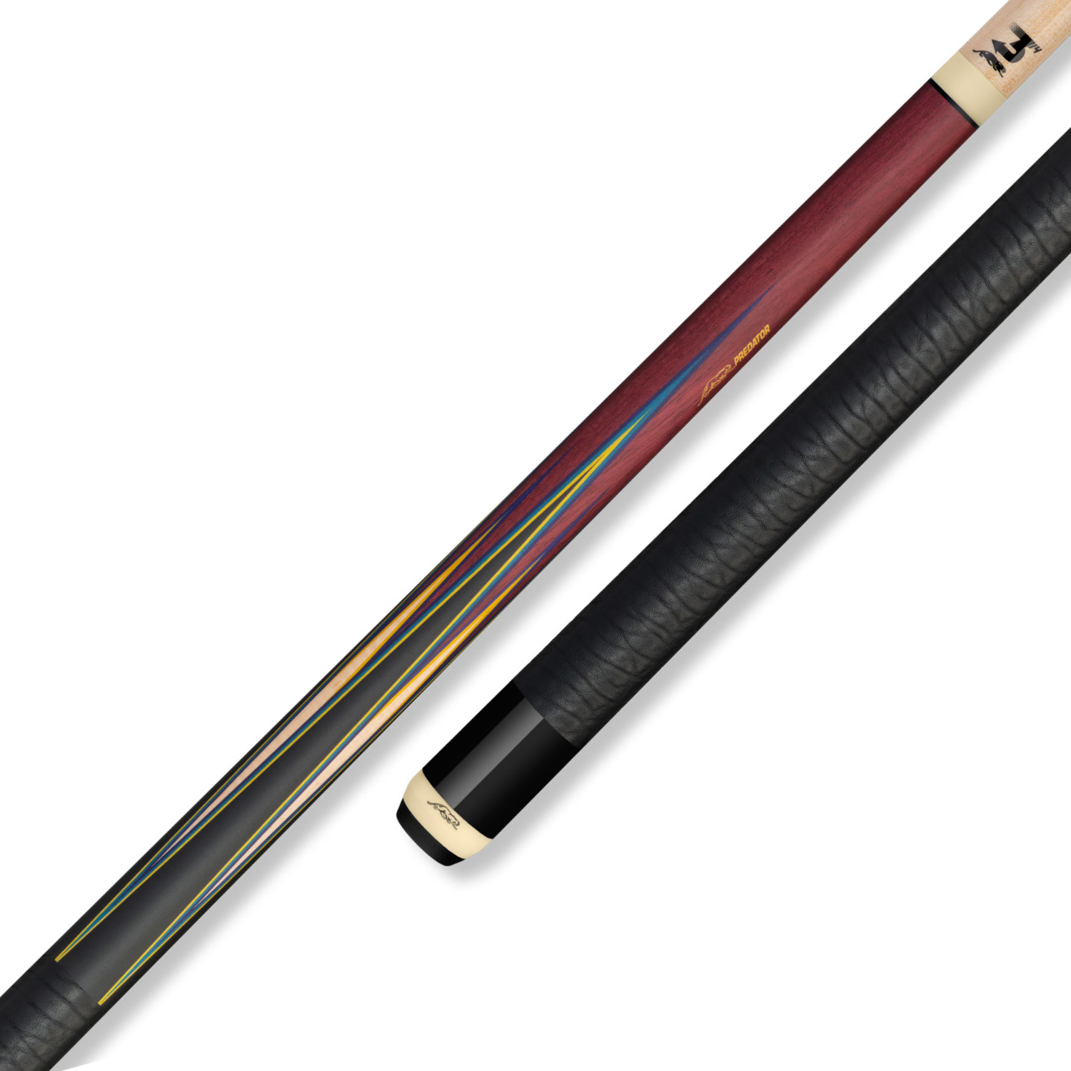 PREDATOR 8-POINT SNEAKY PETE POOL CUE - PURPLE HEART/CURLY - ELEPHANT PATTERN LEATHER WRAP (SHAFT NOT INCLUDED)