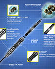 SHOT SCIMITAR STEEL TIP DARTS SET-PROFESSIONAL STAINLESS STEEL