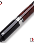CUETEC CYNERGY TRUEWOOD MAPPA BURL II RED/BLACK FULL-GRAIN LEATHER WRAP 12.5MM 19OZ
