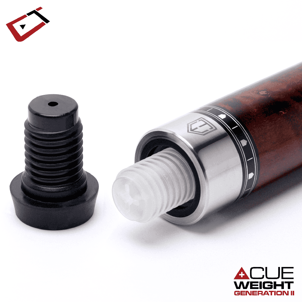Baguette de billard Cuetec Cynergy Truewood Mappa Burl II, rouge et noir, sans grip, 11,8 mm, 19 oz