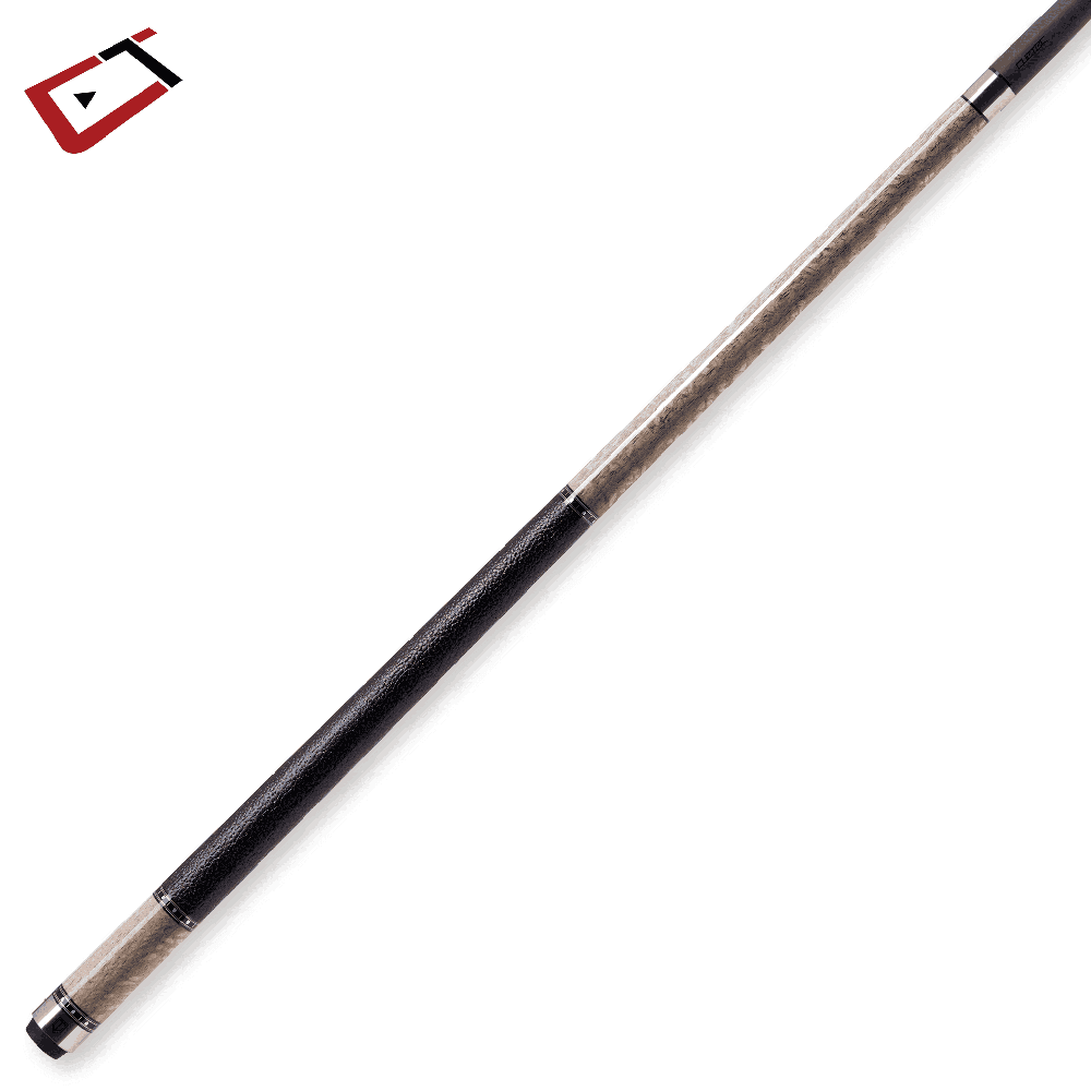 Baguette de billard Cuetec Cynergy Truewood Sycamore II, gris et noir, grip en cuir pleine fleur, 12,5 mm, 19 oz
