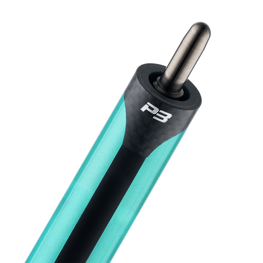 MANCHE DE BAGUETTE DE BILLARD PREDATOR P3 TURQUOISE AVEC BANDES NOIRES SANS GRIP - ÉDITION LIMITÉE