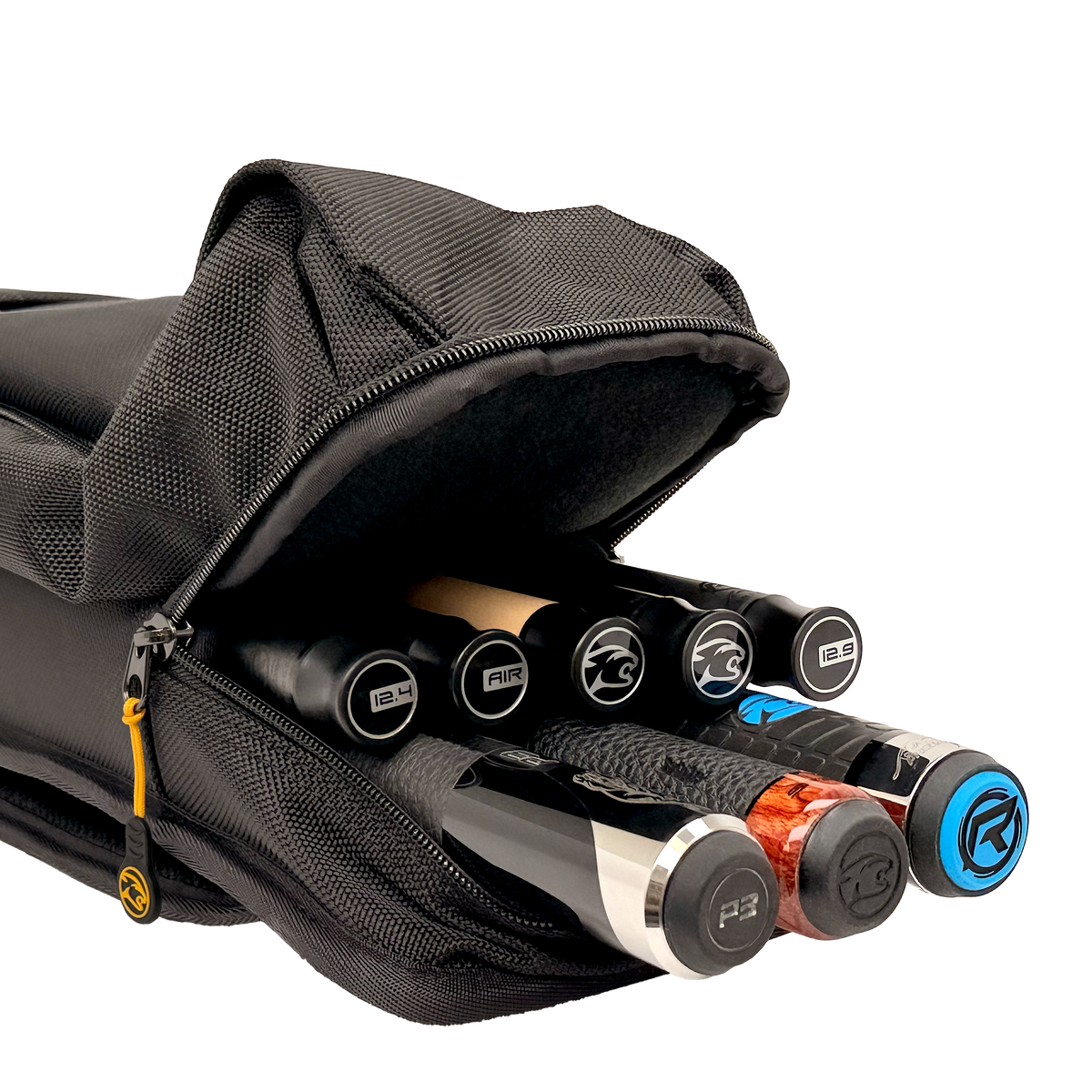 PREDATOR SPORT BACKPACK HARD CUE CASE  BLACK/YELLOW 3 BUTTS 5 SHAFTS -  LIMITED EDITION
