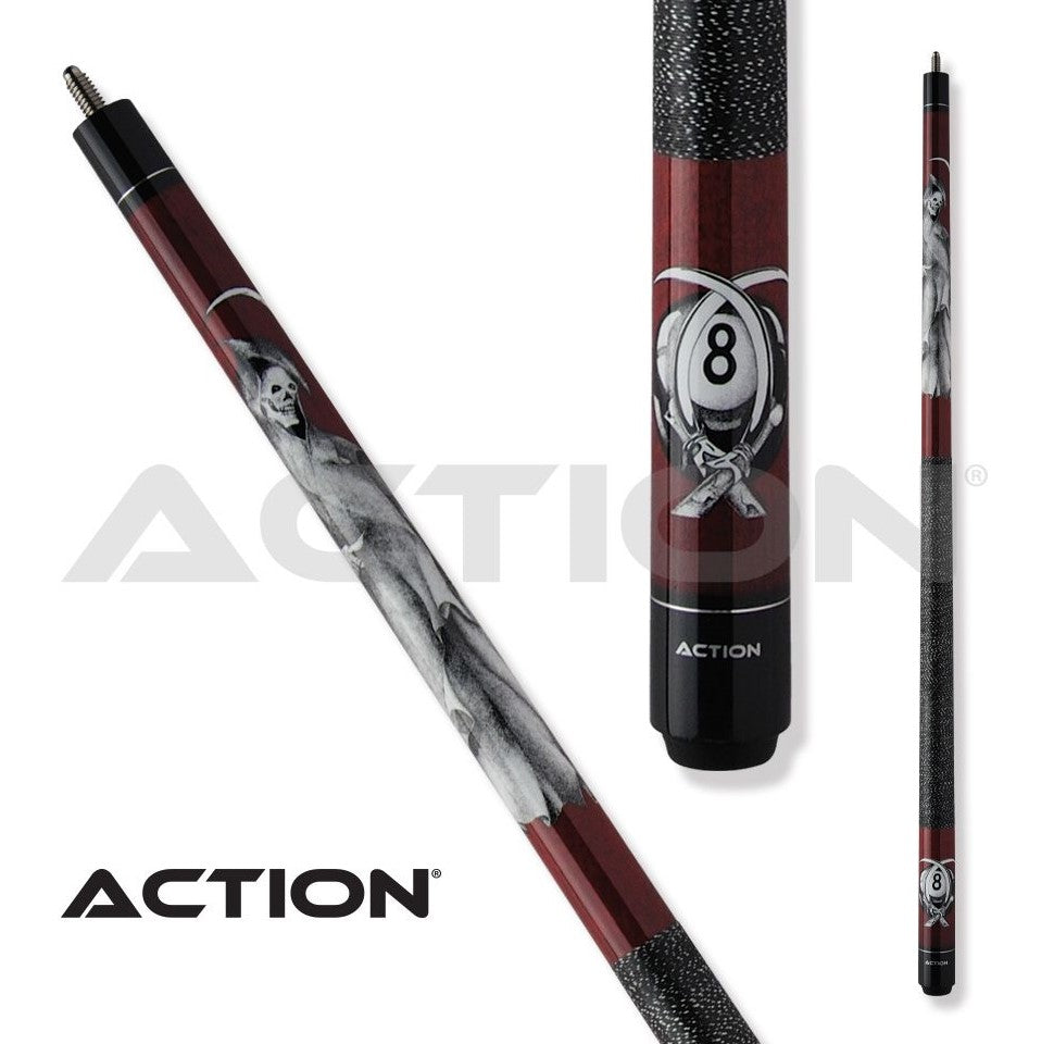 ACTION ADVENTURE POOL CUE ADV102 BURGUNDY REAPER 19OZ 13MM