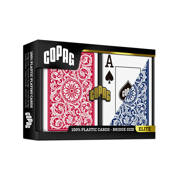 COPAG JEU DE CARTES BRIDGE EN PLASTIQUE MODÈLE 1546 JUMBO ROUGE ET BLEU