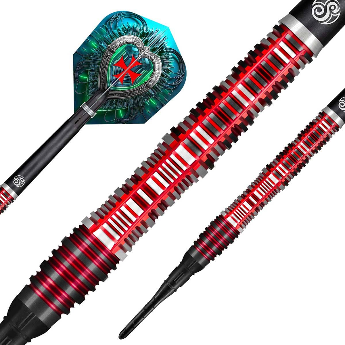 SHOT FUTURE KNIGHTS DREADHEART SOFT TIP DART SET - 90% TUNGSTEN BARRELS