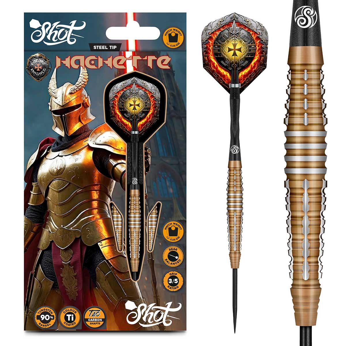 FLÉCHETTES SHOT FUTURE KNIGHTS HACHETTE POINTE D'ACIER - BARREAUX EN TUNGSTÈNE À 90%