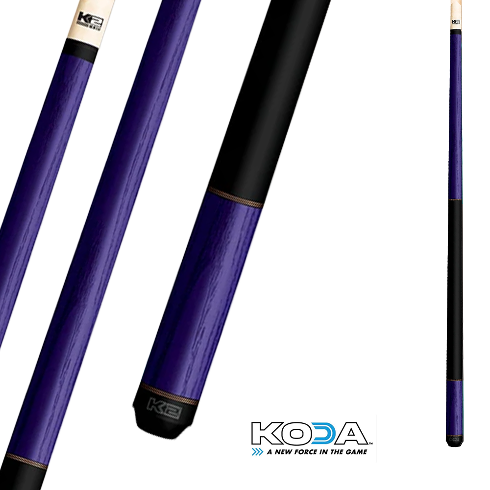 KODA SPORT POOL CUE LOW DEFLECTION KL122 BLACK AND PURPLE 12.5MM 19OZ
