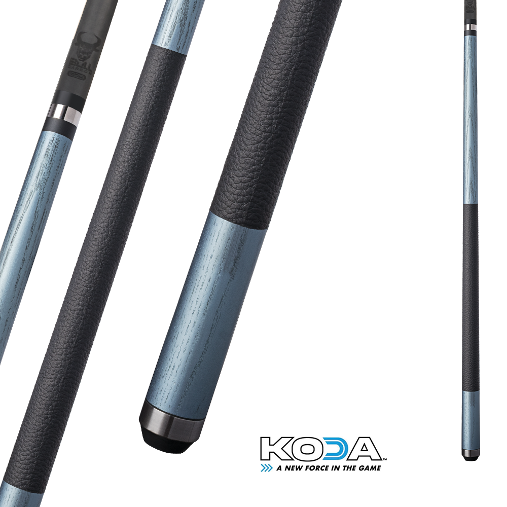 KODA SPORT POOL CUE LD4 SHAFT CARBON BLACK AND BLUE LEATHER WRAP 12.25MM 19OZ