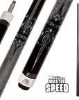 MASTER SPEED F2 CARBON 2-PIECES CUE - CARBON FIBER SHAFT BLACK/GREY/LIGHT BLUE 12.5MM 19OZ