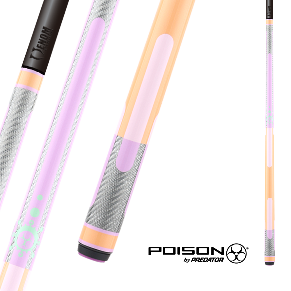 BAGUETTE DE BILLARD POISON CANDY SUGAR AVEC FLÈCHE EN FIBRE DE CARBONE - PÊCHE/LAVANDE - SANS WRAP 12.4MM 19OZ