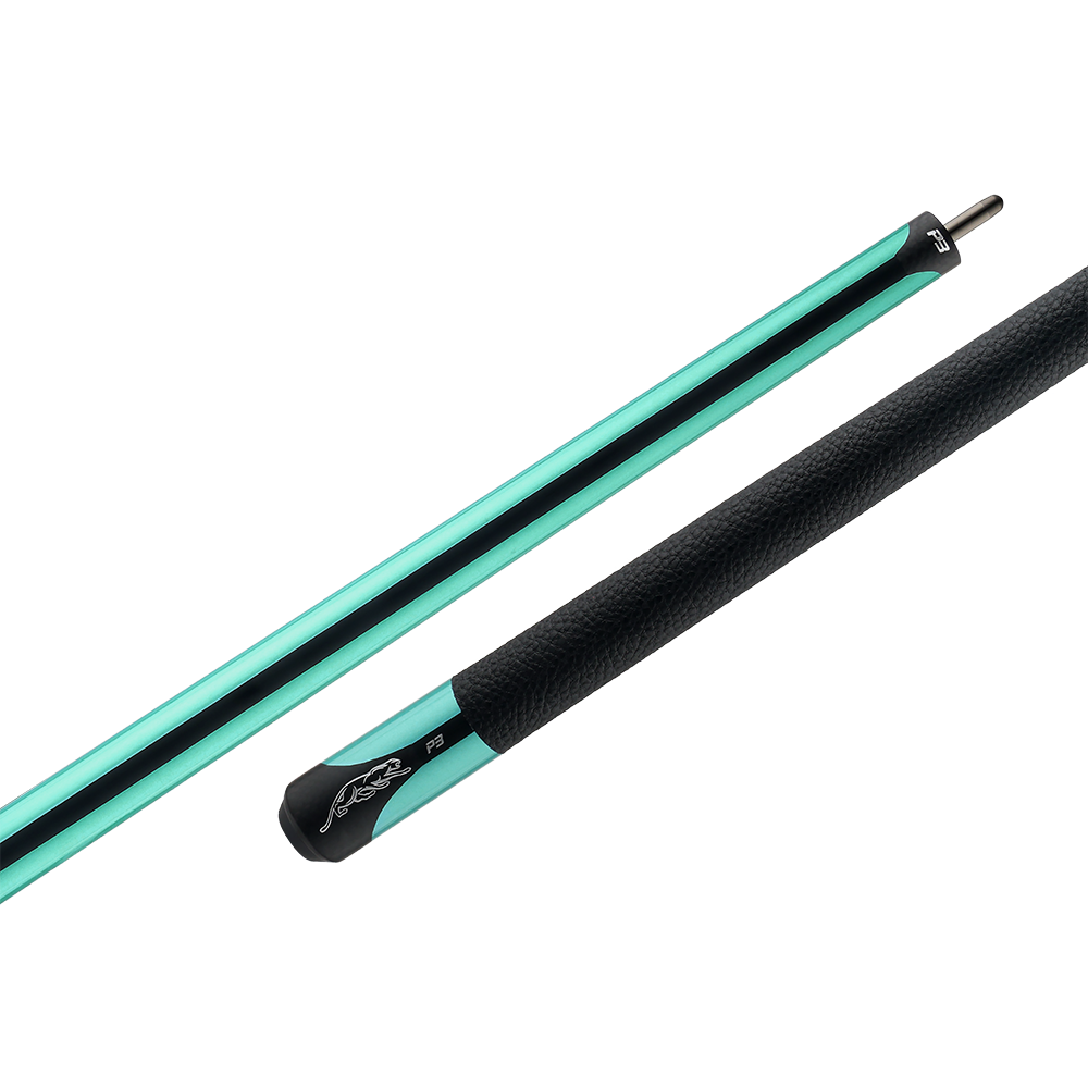 PREDATOR P3 POOL CUE BUTT - TEAL WITH BLACK STRIPES - LEATHER LUXE WRAP LIMITED EDITION