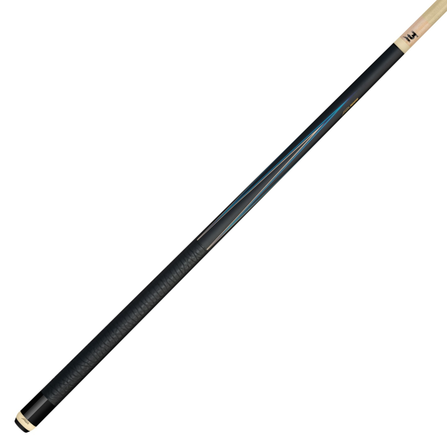 PREDATOR 8-POINT SNEAKY PETE POOL CUE - BLACK/CURLY/BLUE - ELEPHANT PATTERN LEATHER WRAP (SHAFT NOT INCLUDED)