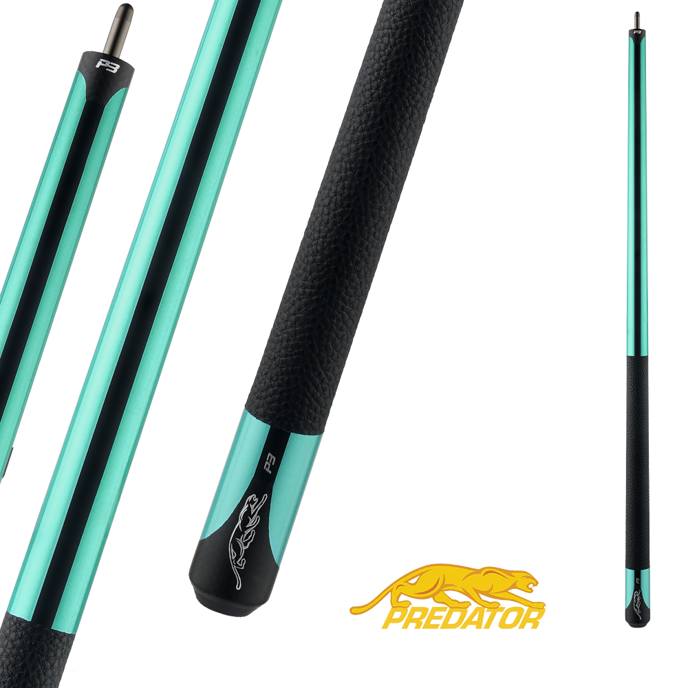 PREDATOR P3 POOL CUE BUTT - TEAL WITH BLACK STRIPES - LEATHER LUXE WRAP LIMITED EDITION