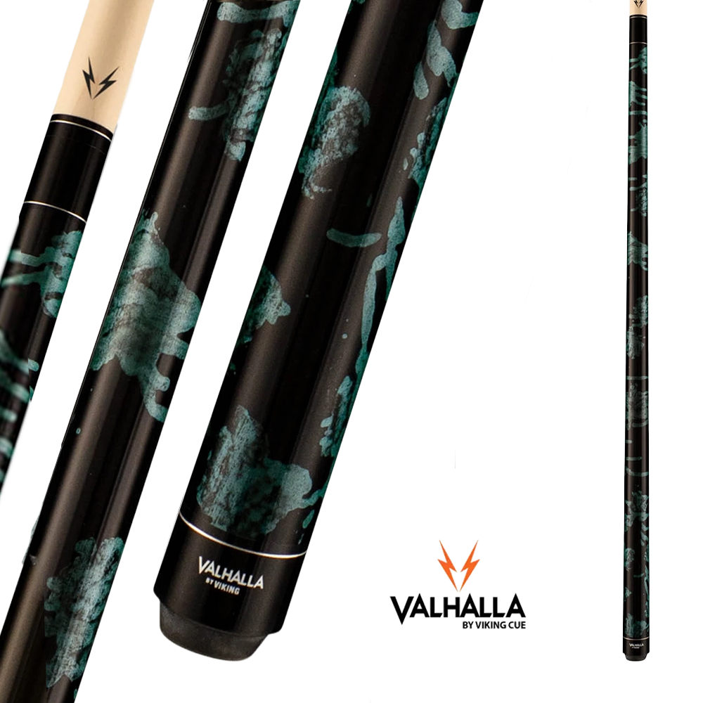 VIKING VALHALLA POOL CUE VA214 BLACK/TEAL NO WRAP 13MM 19OZ