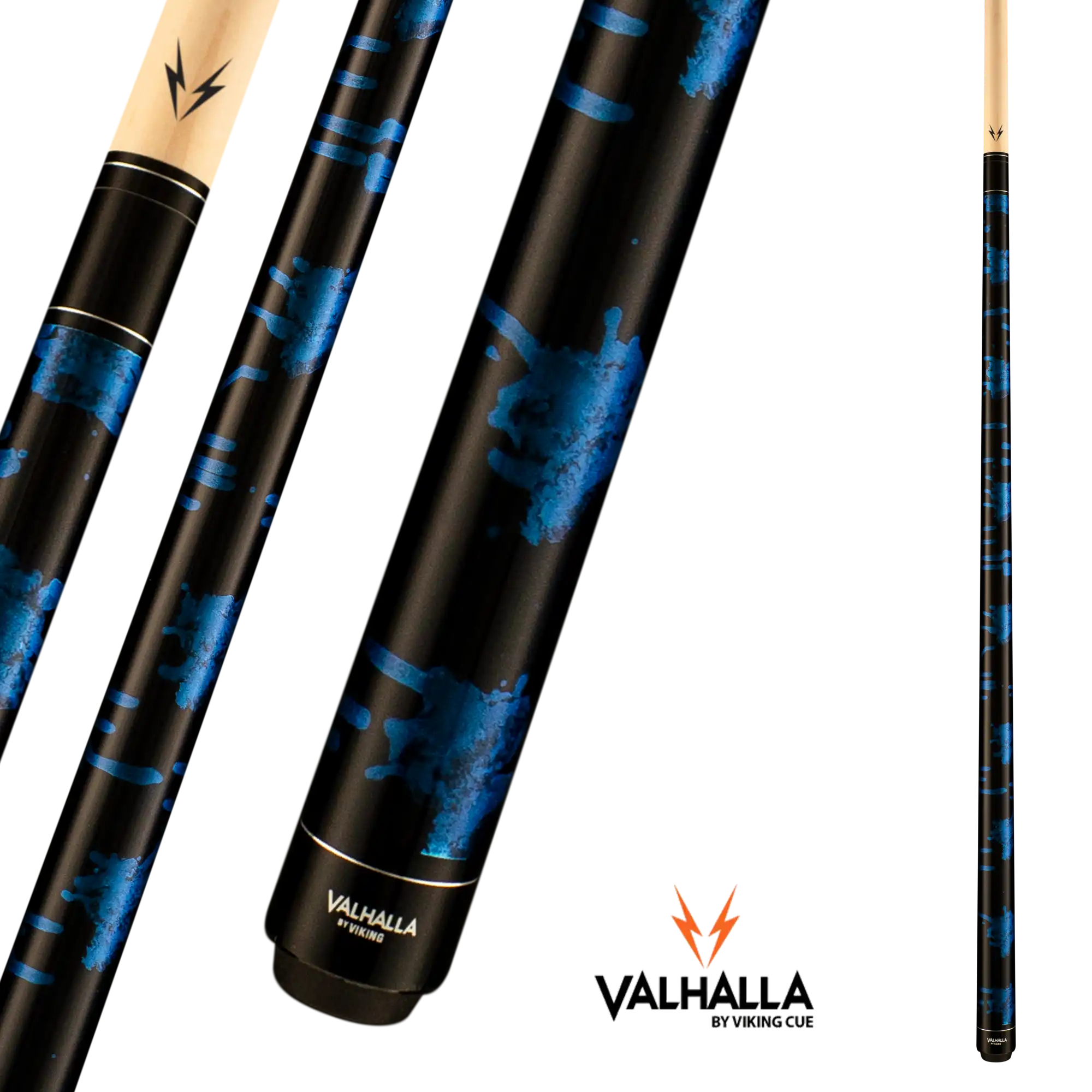 VIKING VALHALLA VA211 POOL CUE BLACK AND BLUE NO WRAP 13MM 19OZ