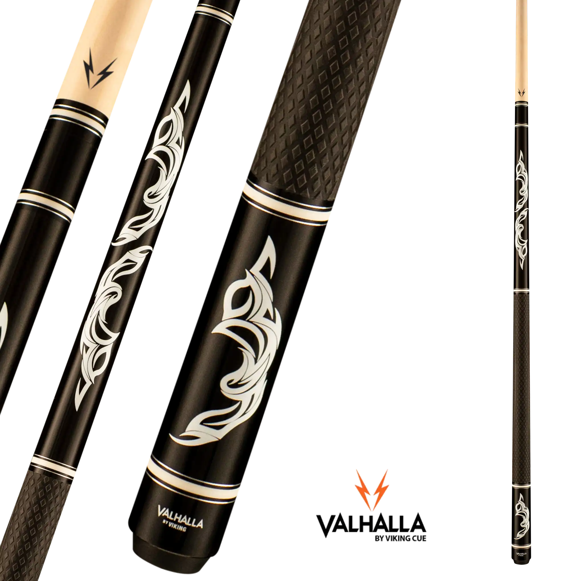 VIKING VALHALLA VA485 POOL CUE BLACK AND WHITE RUBBER WRAP 13MM 19OZ