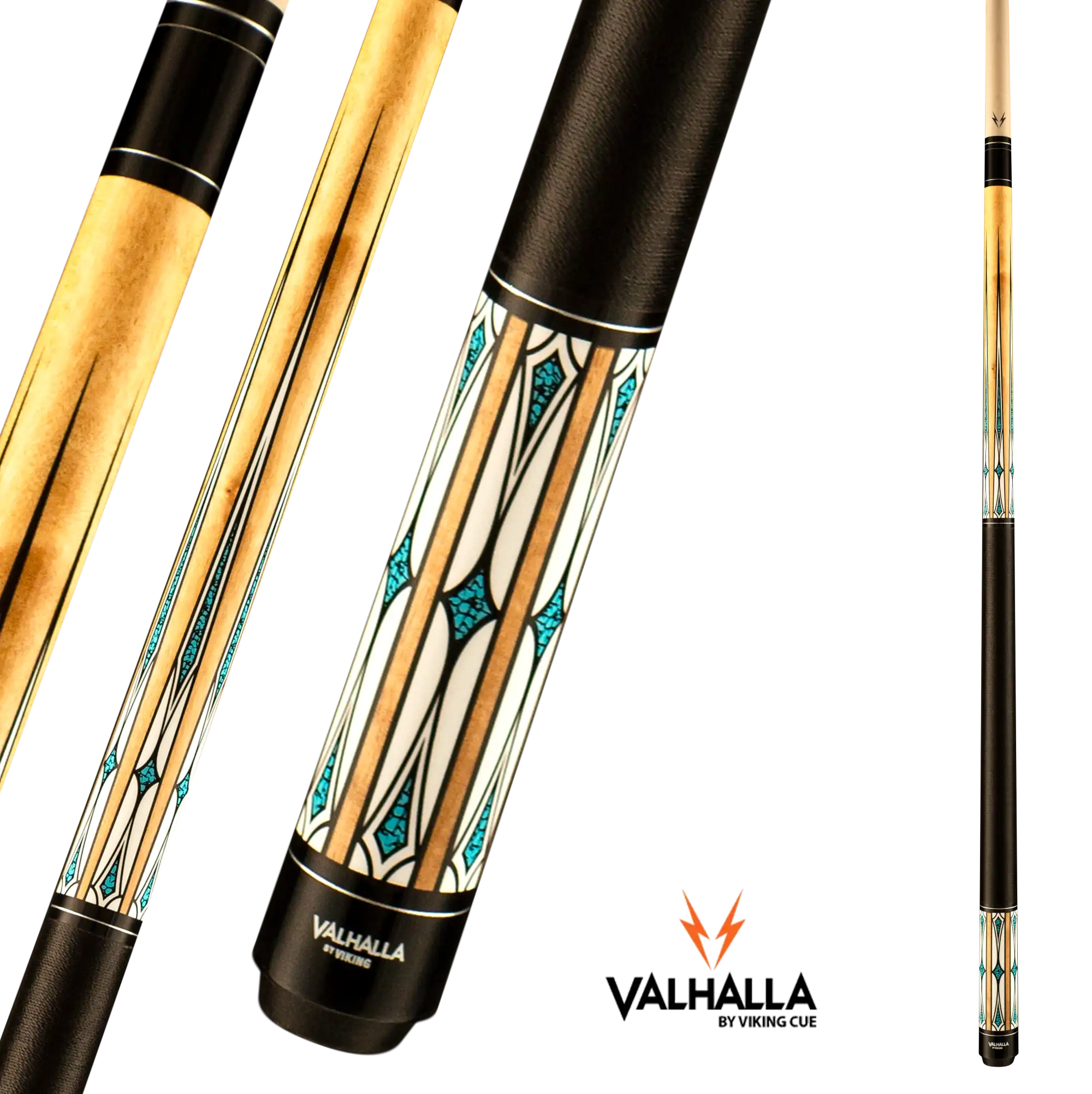 VIKING VALHALLA VA610 POOL CUE BEIGE AND BLUE LINEN WRAP 13MM 19OZ