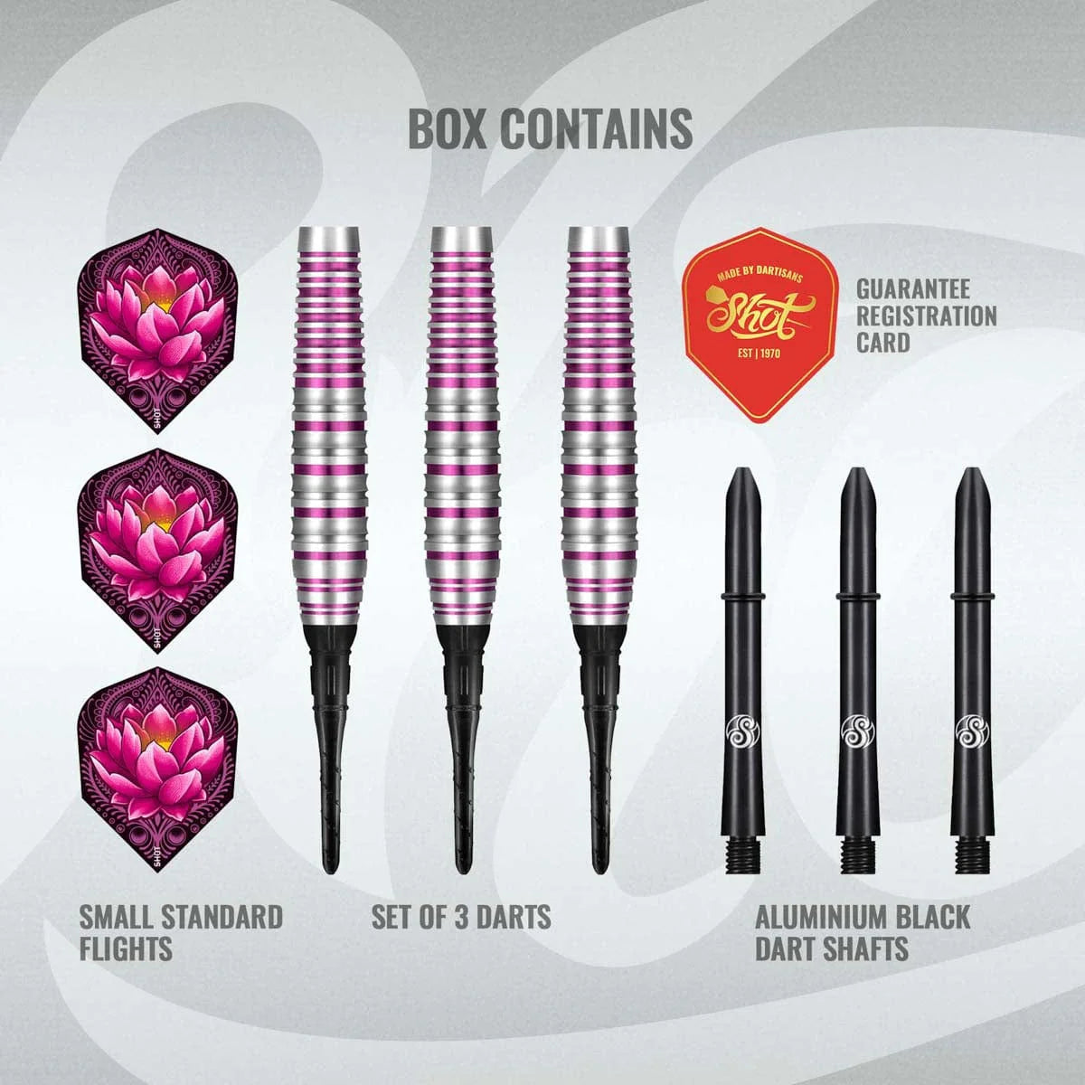 SHOT ZEN JUJI SOFT TIP DART SET - 80% TUNGSTEN BARRELS