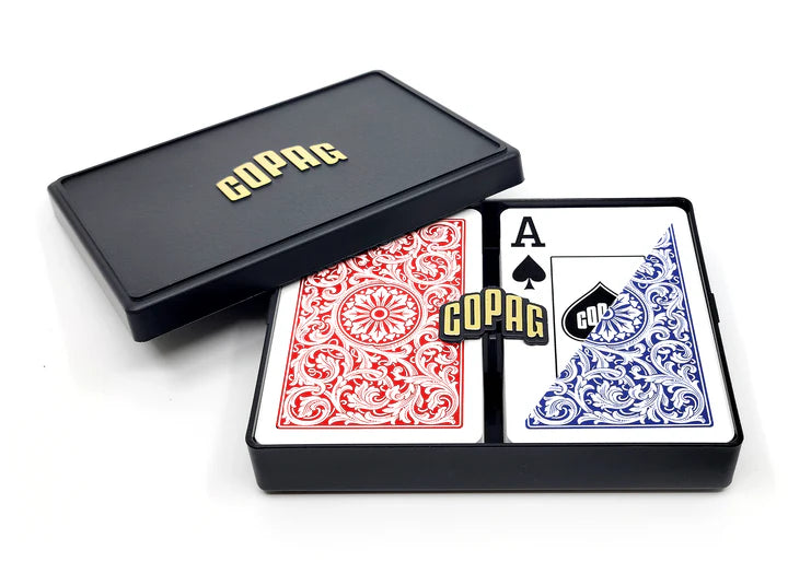 COPAG JEU DE CARTES BRIDGE EN PLASTIQUE MODÈLE 1546 JUMBO ROUGE ET BLEU
