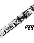 ÉTUI RIGIDE EIGHT BALL MAFIA EBMC35G 3 MANCHES 5 FLÈCHES - BLANC/NOIR AVEC DES CRÂNES EMPILÉS « NO EVIL »