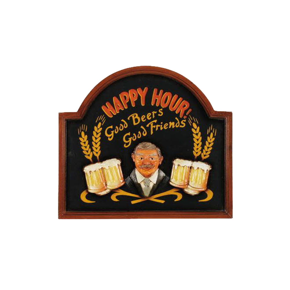 ENSEIGNE EN BOIS "HAPPY HOUR" - 20 1/2 H X 20 L PO - ÉDITION LIMITÉE