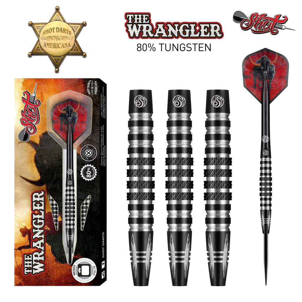 AMERICANA THE WRANGLER STEEL TIP DART SET-80% TUNGSTEN BARRELS