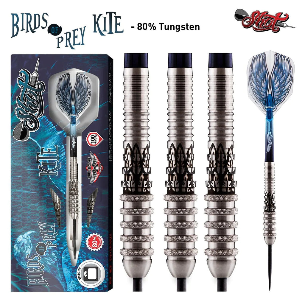 BIRDS OF PREY KITE STEEL TIP DART SET-80% TUNGSTEN BARRELS