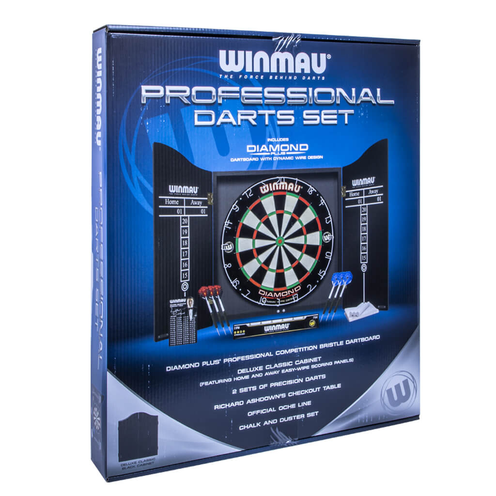 CABINET, BOARD SET WITH DARTS WINMAU PROFESSIONAL