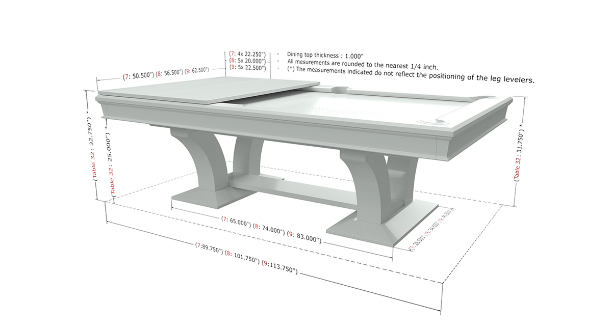 DIVINE billiard pool table DIMENSIONS