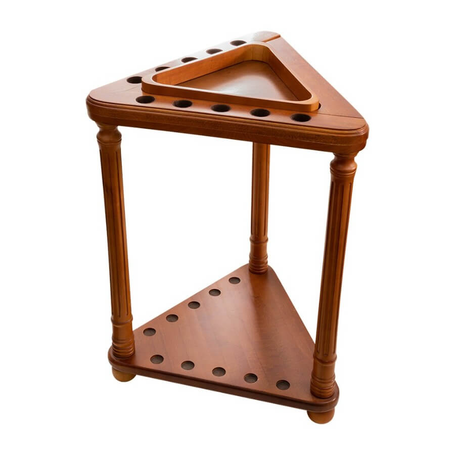 FLOOR CUE RACK WITH TRIANGLE - HONEY