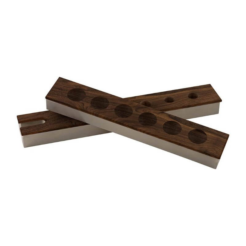 LA CONDO STAINLESS CUE RACK WITH BRIDGE - WALNUT