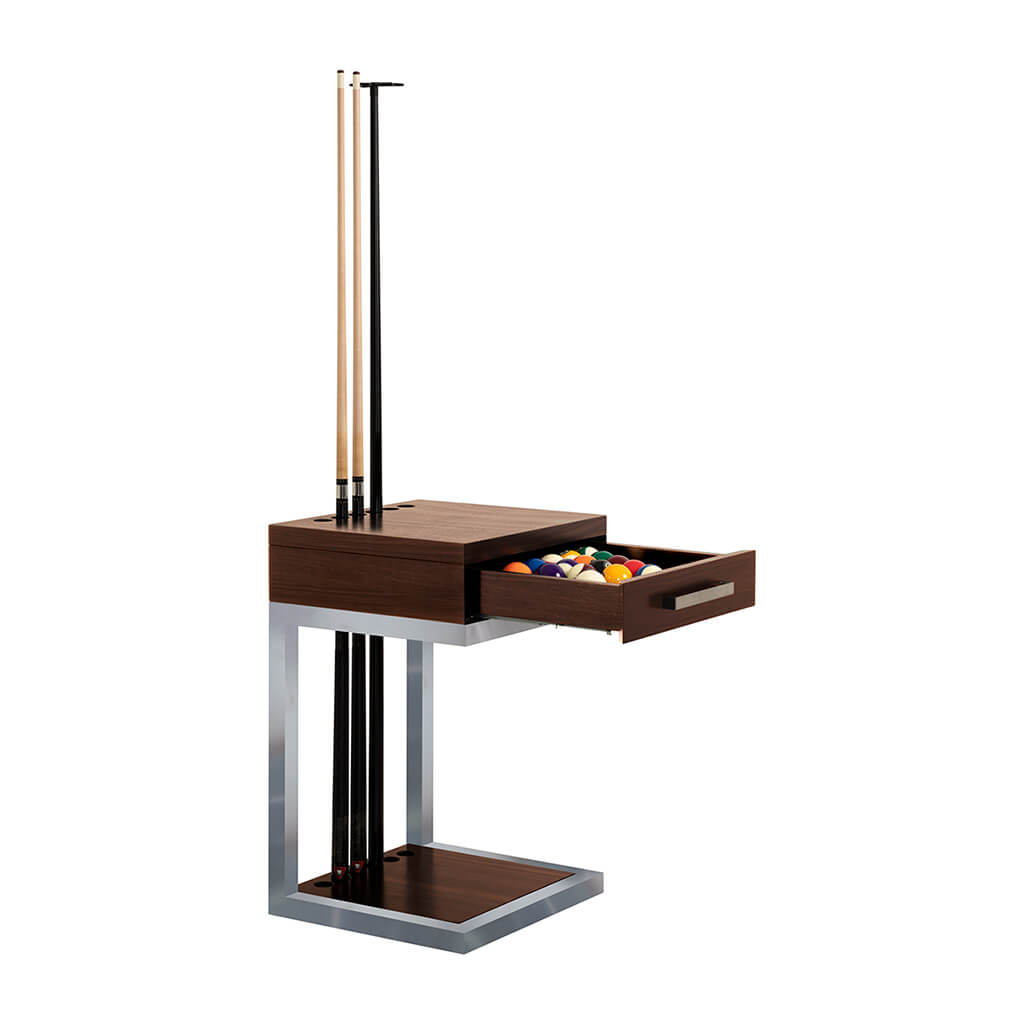 LA CONDO STAINLESS CUE RACK & BALL RACK - WALNUT