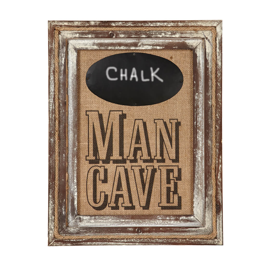 MAN CAVE WITH CHALKBOARD