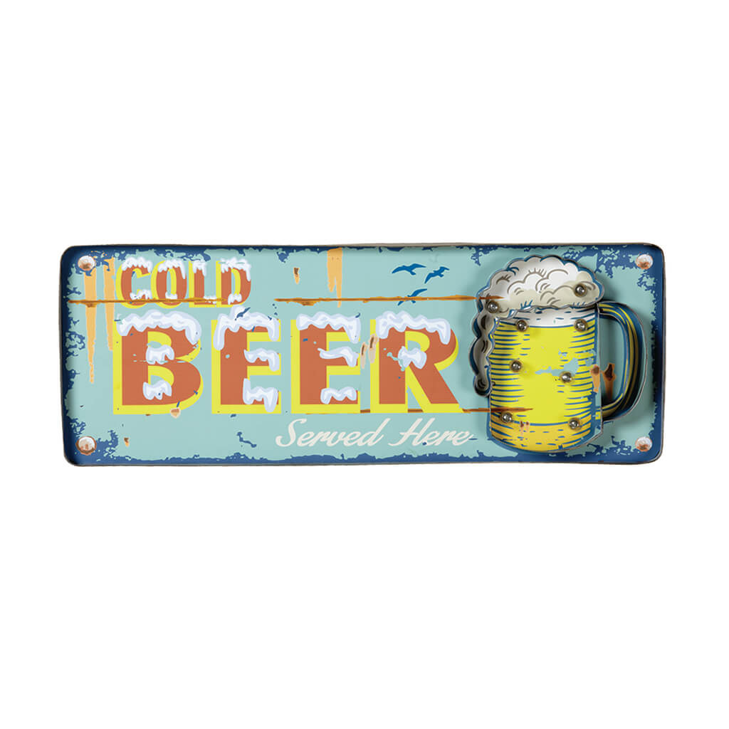 METAL SIGN-COLD BEER (BLUE)
