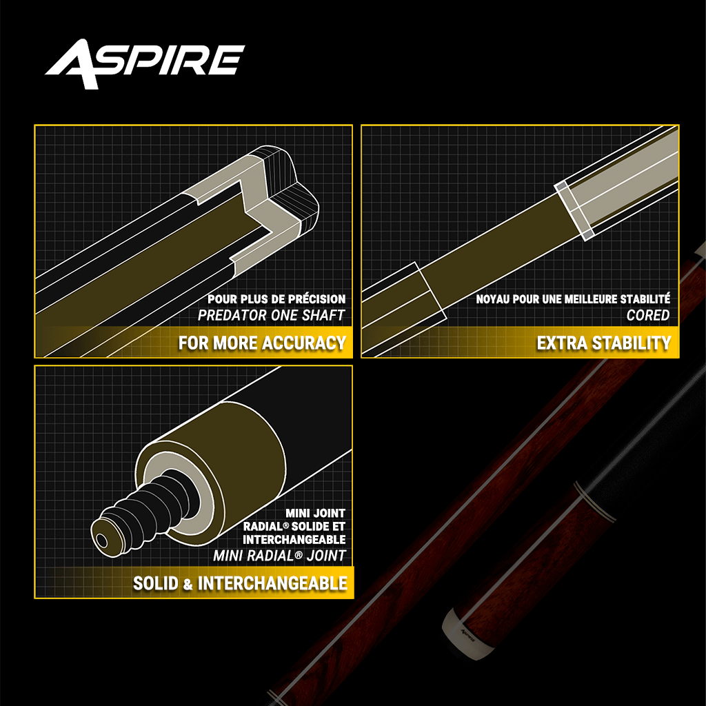 PREDATOR ASPIRE 1-7 POOL CUE WRAP WITH SHAFT PREDATOR ONE 12.55MM 19OZ