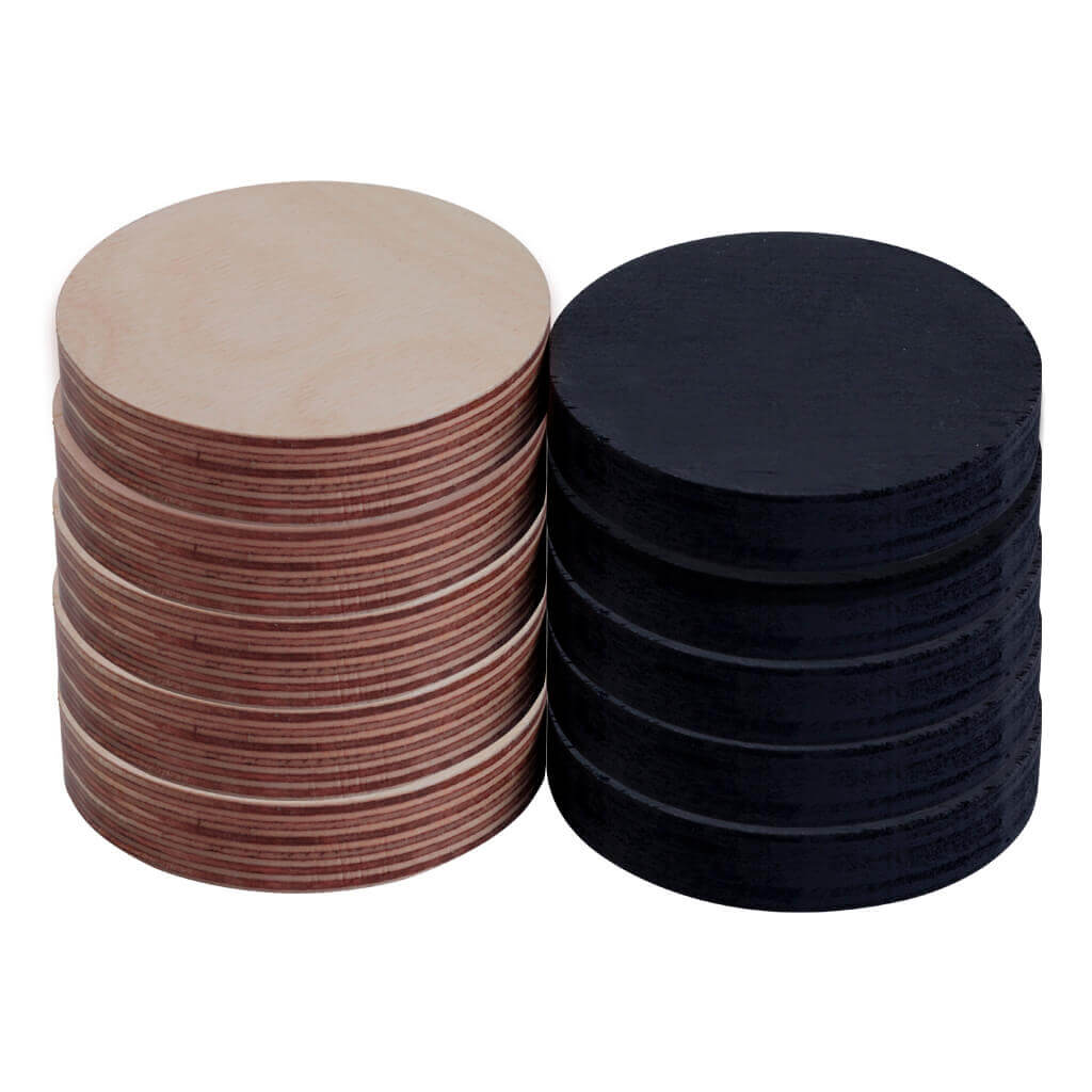 SET OF 10 MISSISSIPPI WOODEN PUCKS 3 116 80MM