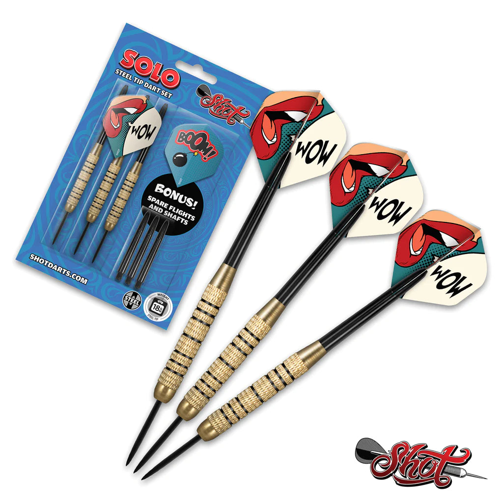 SHOT SOLO STEEL TIP DARTS SET-HIGH QUALITY STEEL