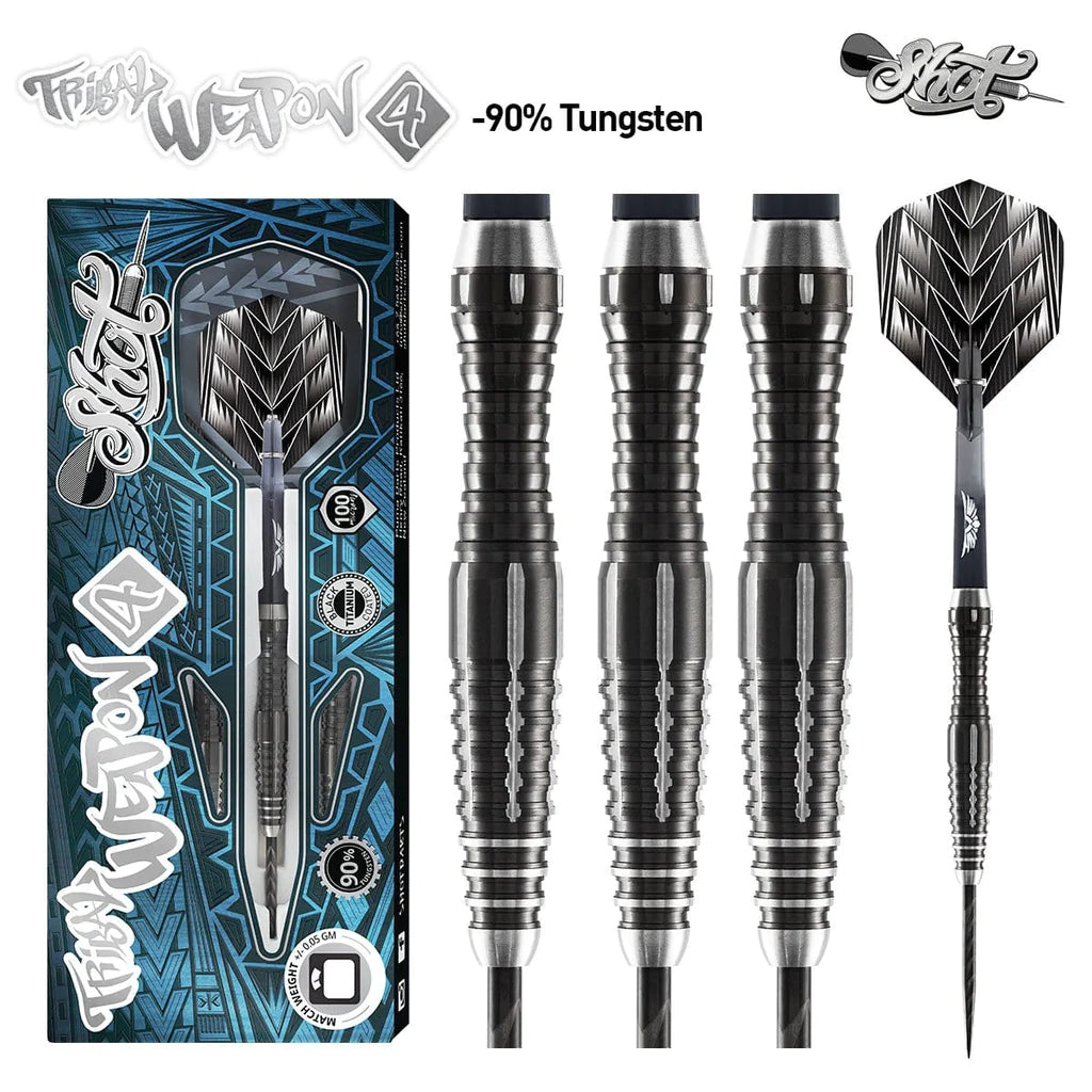 TRIBAL WEAPON 4 SERIES-STEEL TIP DART SET- 90% TUNGSTEN BARRELS