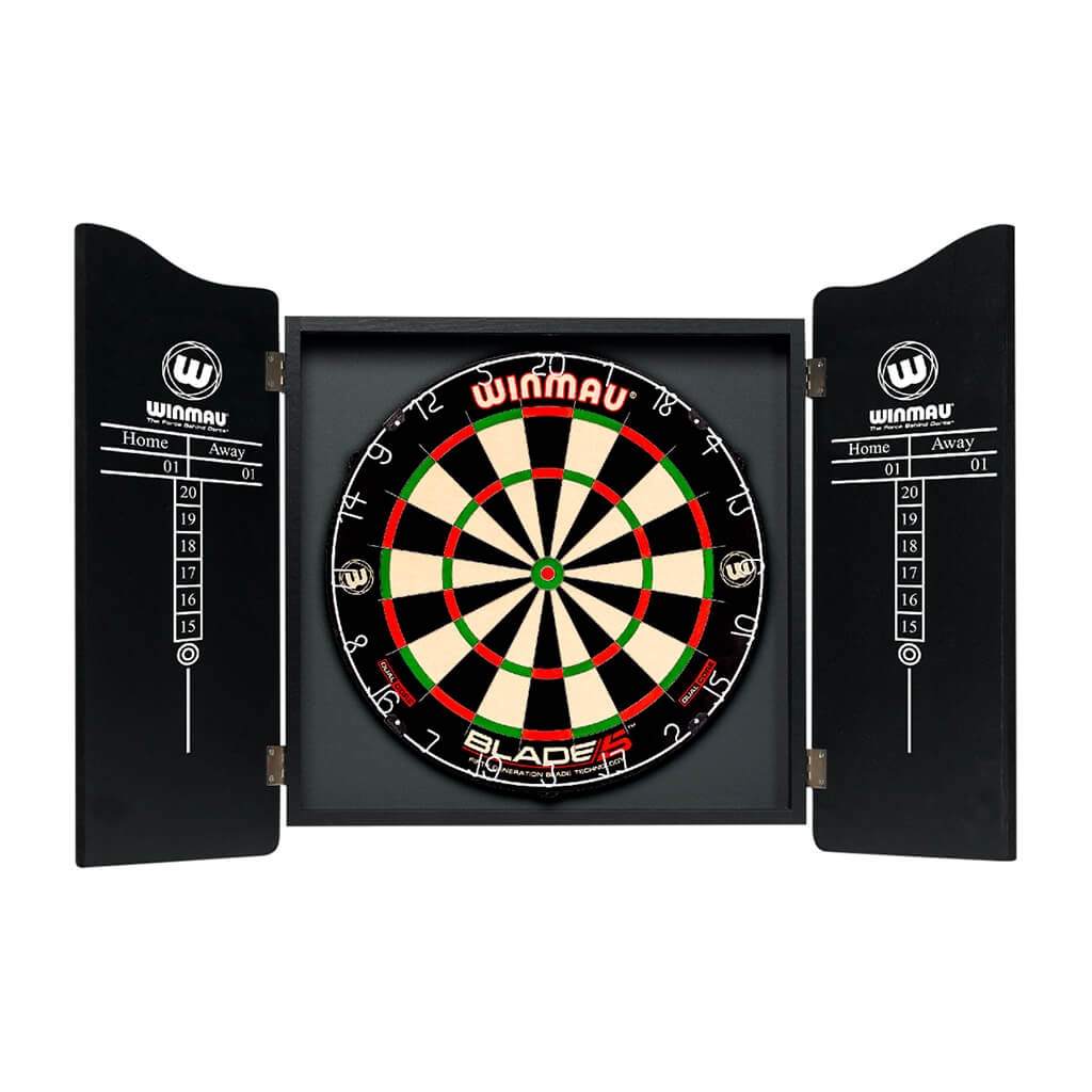 WINMAU DARTBOARD CABINET BLACK DELUXE