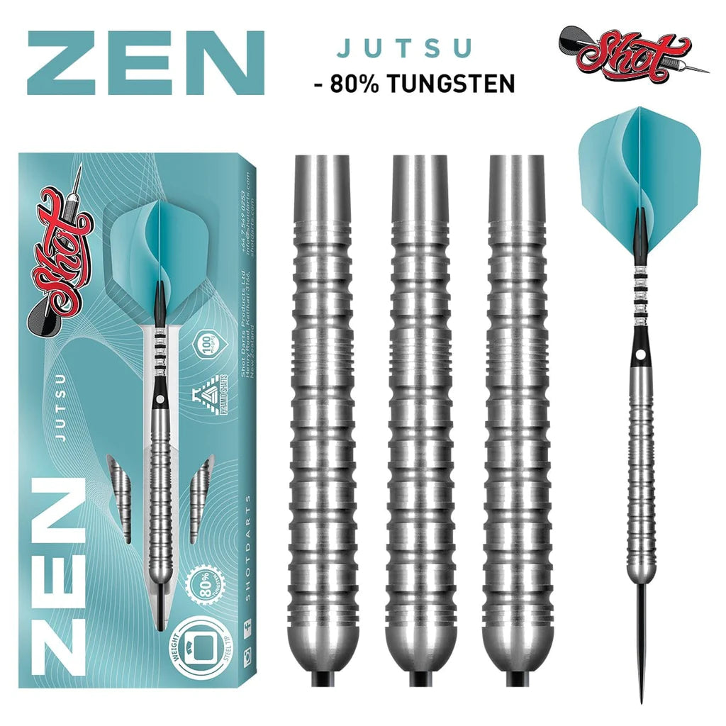 ZEN JUTSU STEEL TIP DART SET-80% TUNGSTEN BARRELS