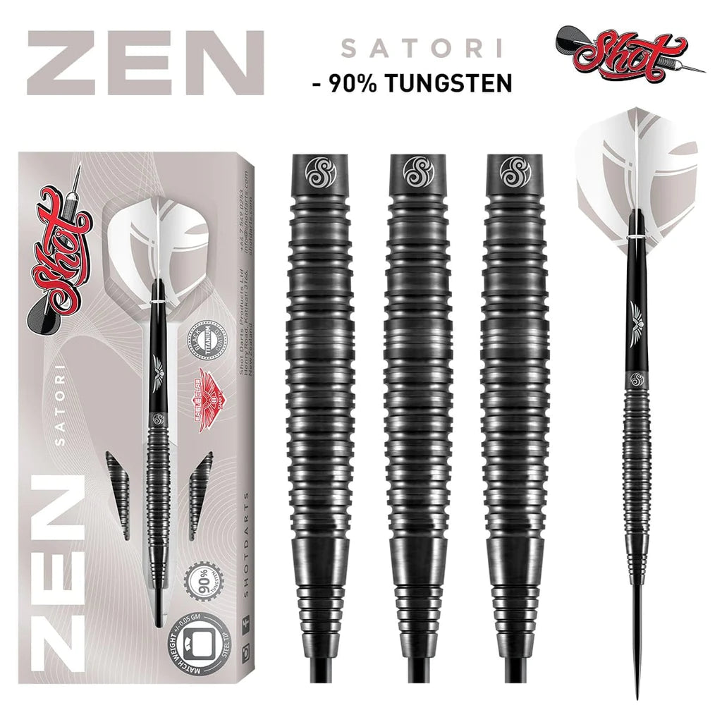 ZEN SATORI STEEL TIP DART SET-90% TUNGSTEN BARRELS